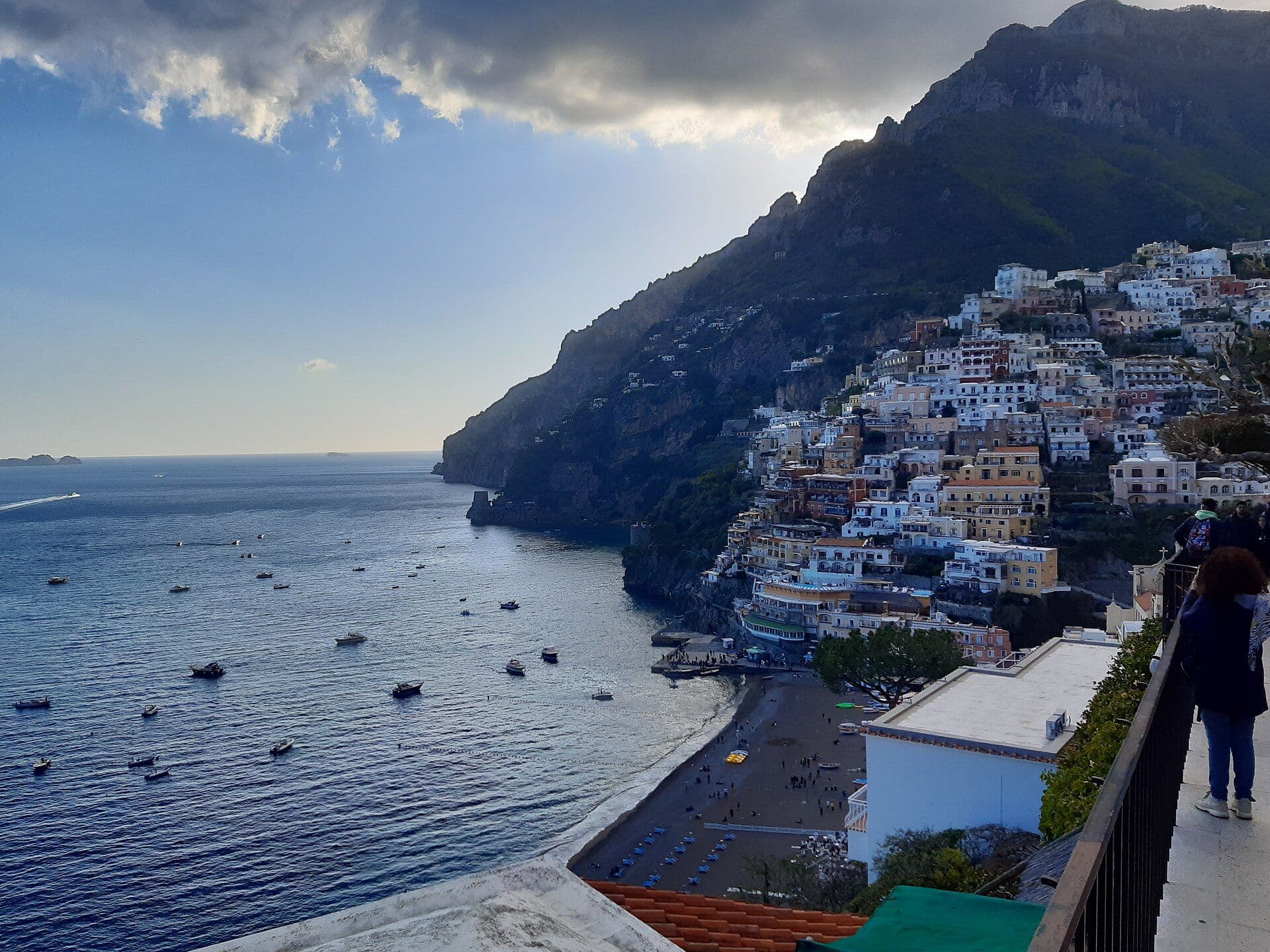 Positano's cliffside village above the blue Mediterranean on Italy's Amalfi Coast